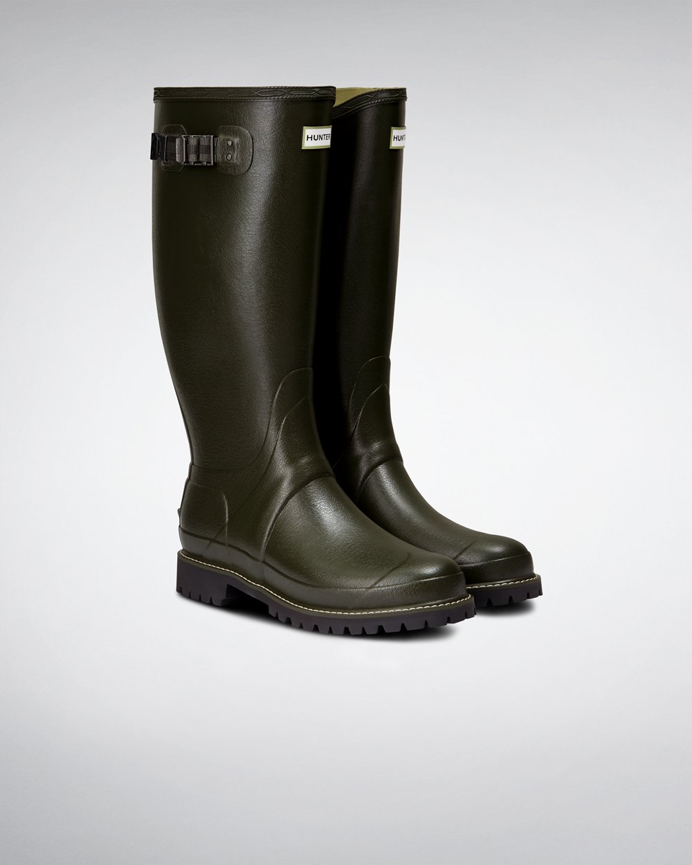 Men Hunter Balmoral | Wide Fit Rain Boots Dark Olive | NZ-30682-DZAP